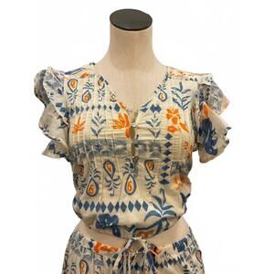 NEW BILA77 women's sunset stroll top in blue/orange floral